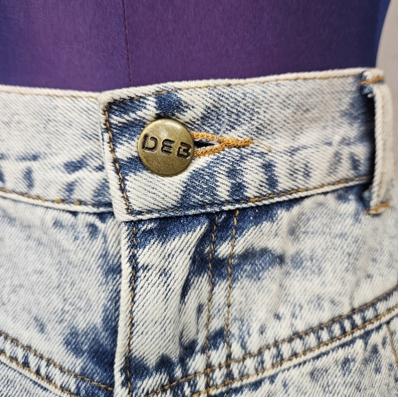Vintage 80s Deb Acid Washed High Waist Denim Jean Skirt Size 11 Juniors P19‎ - Picture 5 of 12